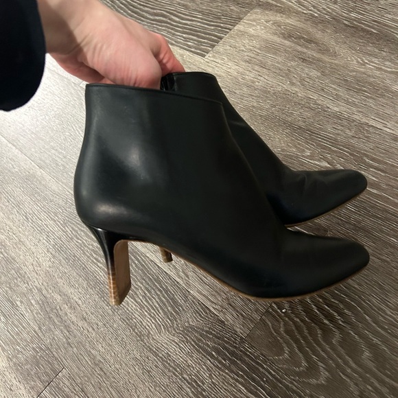 Madison Martin Margiela Black Leather Heeled Ankle Boots Wooden Heel Classic 7.5 - Picture 1 of 4
